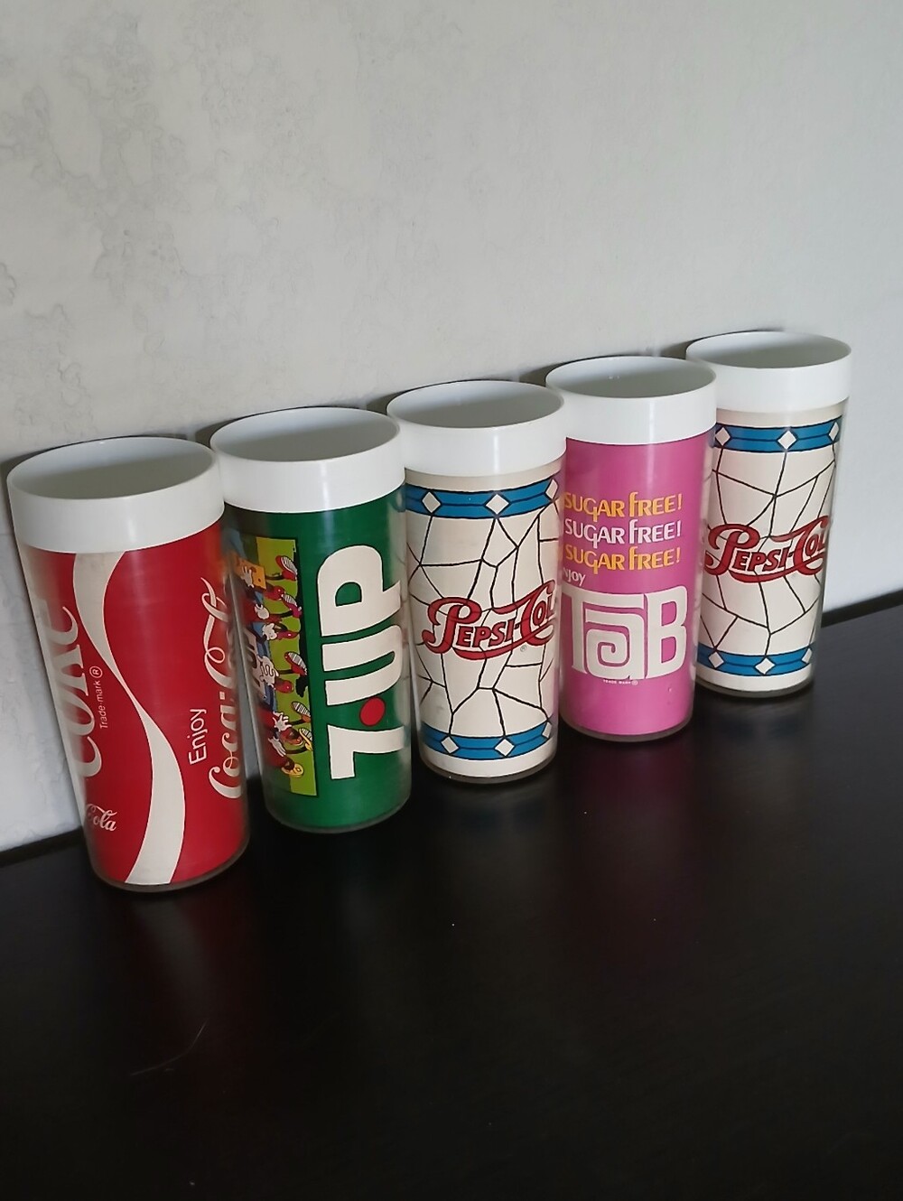 Set Of 5 Vintage 1970s Thermo-Serv Plastic Restaurant Syle Cups Mugs Glasses